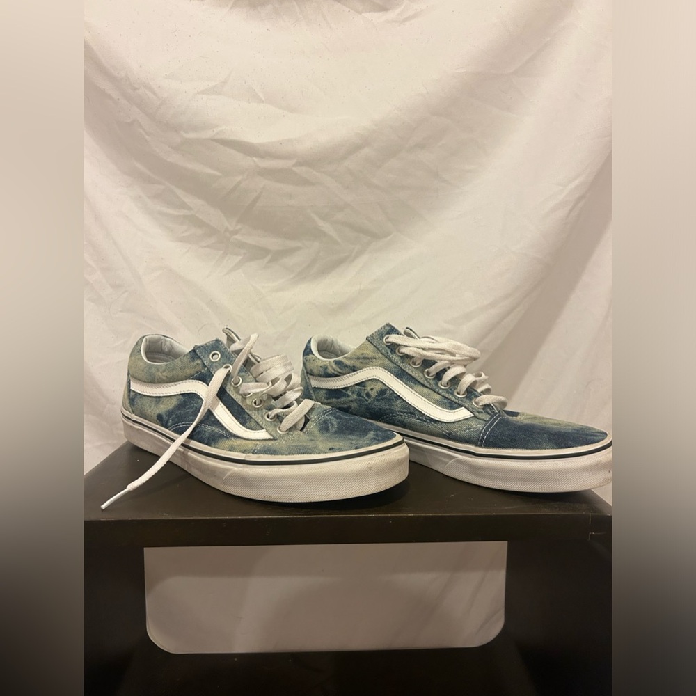 RARE Vans Old Skool Skater Blue Denim Acid Washed Skate shoe